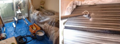 エアコンクリーニング作業風景です。