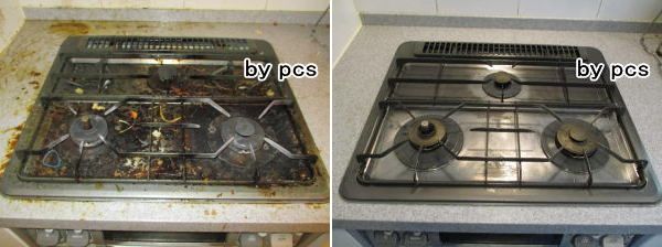 キッチンのガスコンロクリーニングの写真2です。