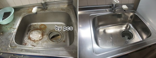 ステンレスシンク再生研磨の写真です。