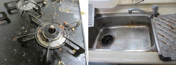 ガスコンロ、シンクの汚れの写真01