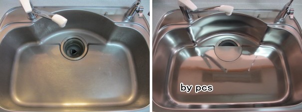 キッチンのシンク磨き・再生研磨デラックス施工